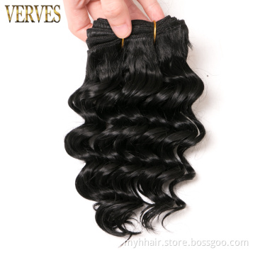 Deep wave 8 inch Black Synthetic Hair weaving 100g/pcs Hair Weaving Bundles High Temperature Hair Extensions